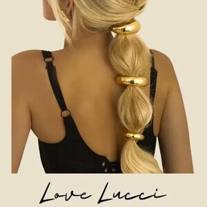 Love Lucci Gold Tone Large‎ Chunky Statement Hair Accessory Ponytail Holder